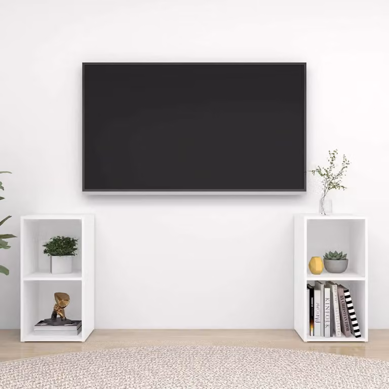 Set di 2 mobili porta TV vidaXL in legno multistrato bianco, L 72 cm x P 35 cm x H 36,5 cm