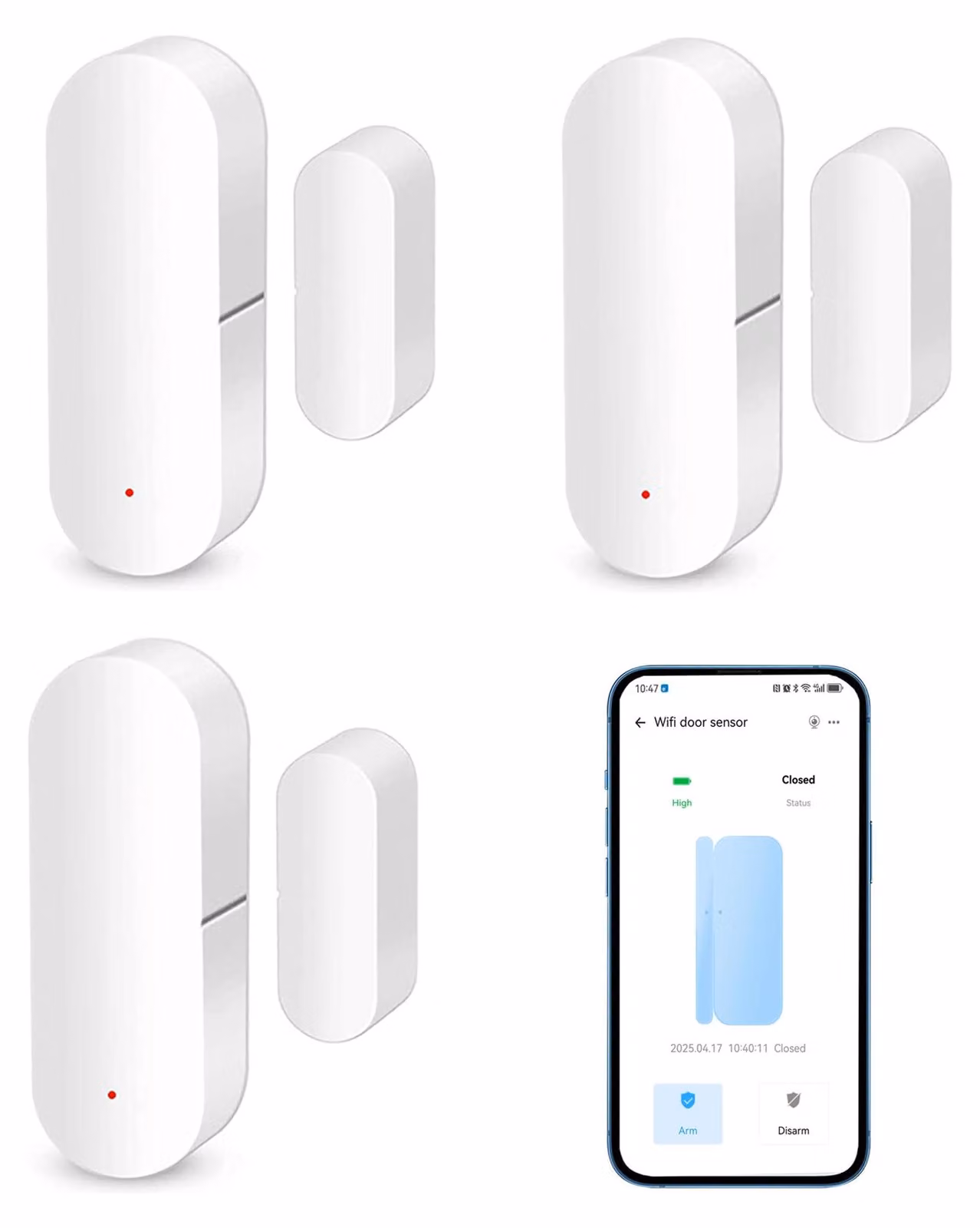 Sensore Wi-Fi intelligente per porte, sensore di contatto per porte per la sicurezza domestica, sensore wireless per finestre con notifiche tramite app
