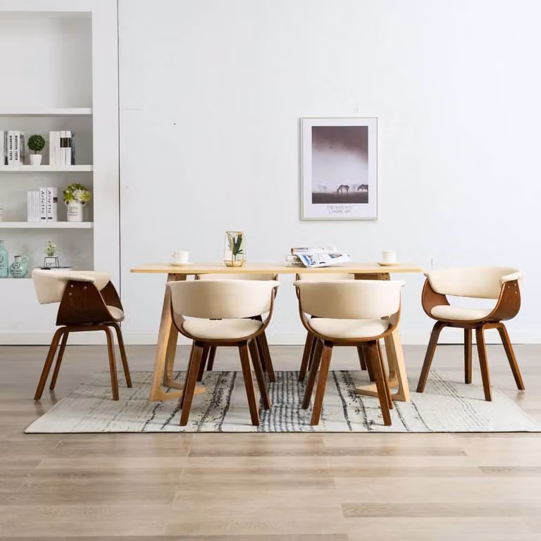 vidaXL Sedie da pranzo 6 pz. Legno curvato crema e Pelle finta - Sedia da sala da pranzo - Sedie da sala da pranzo - Sedia - Sedie