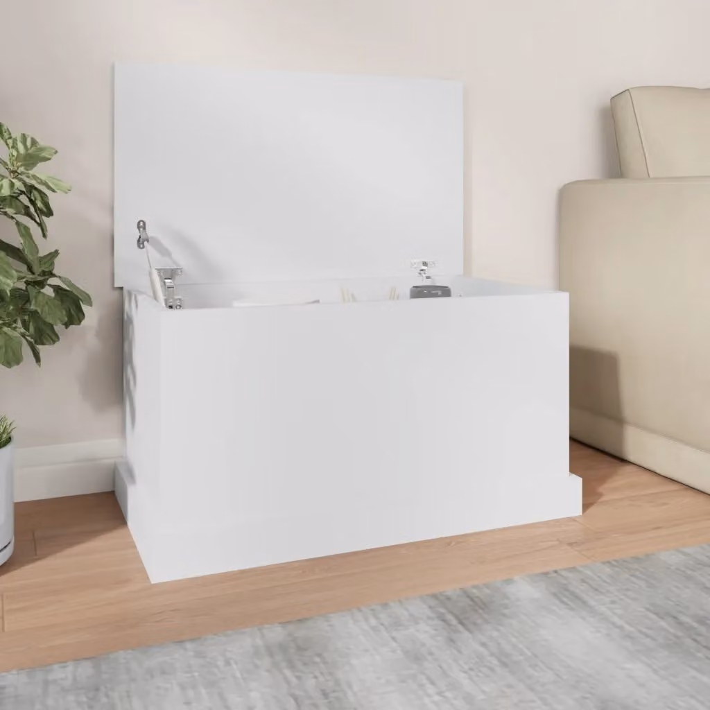 Scatola portaoggetti bianca vidaXL in legno MDF con coperchio rimovibile L/P/H: 70 x 40 x 38 cm