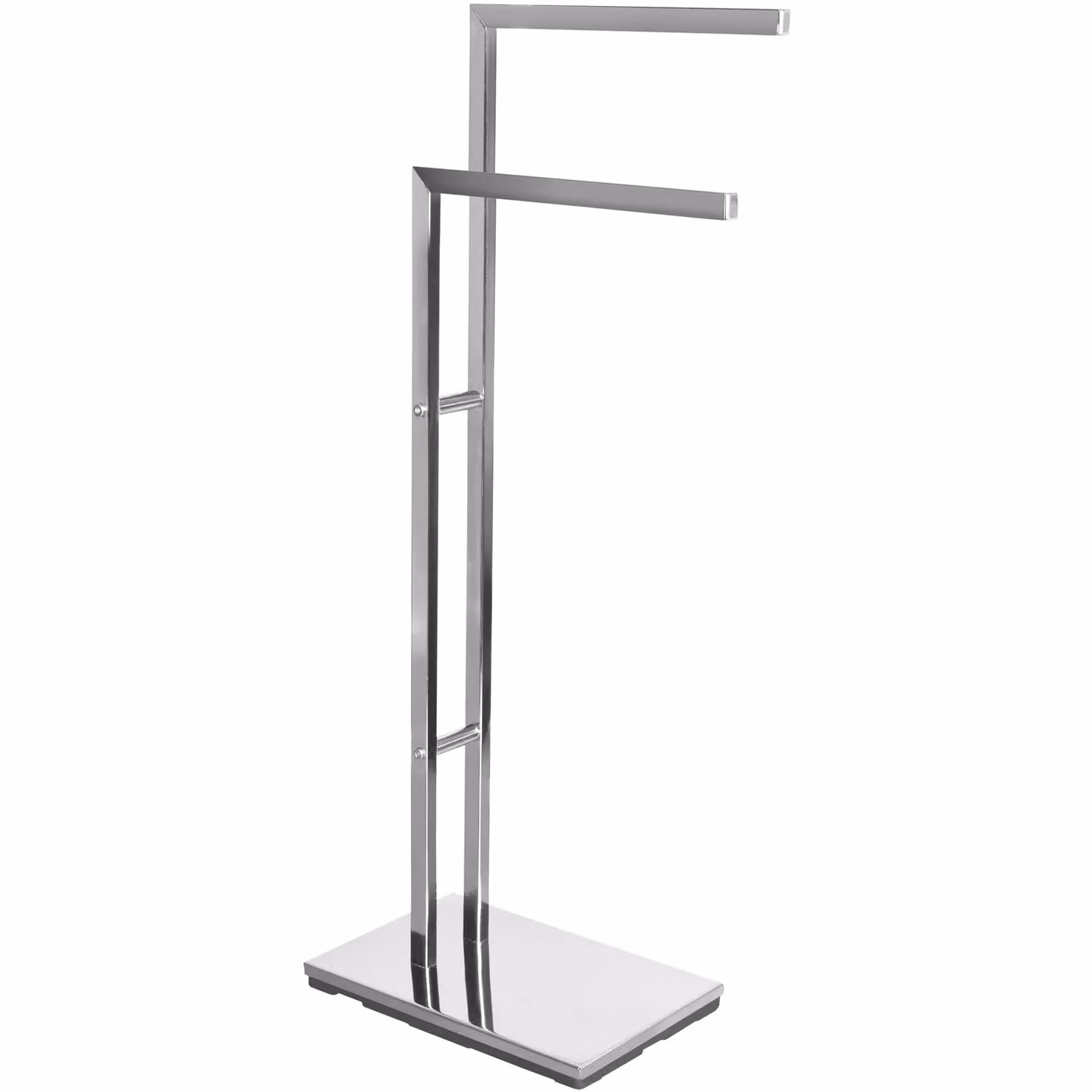 Piantana portasciugamani a 2 posti Vestiamo Casa in metallo cromato argento H: 83,5 cm, L: 37 cm, P: 20 cm