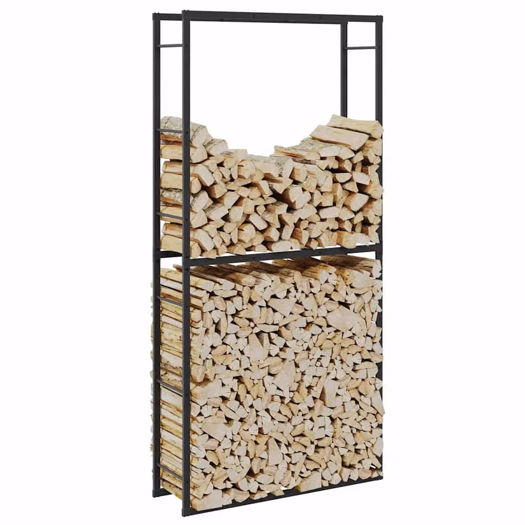 vidaXL Rastrelliera per Legna da Ardere Nera 100x30x209 cm in Acciaio