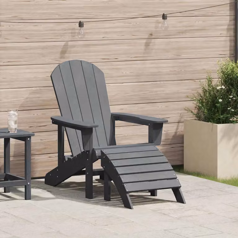 Sedia Adirondack vidaXL in HDPE Grigio per giardino e terrazza
