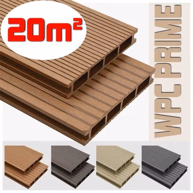Listoni WPC per pavimentazione decking colore Teak, superficie 20m², dimensioni listone L: 14 cm x P: 220 cm, spessore: 25 mm
