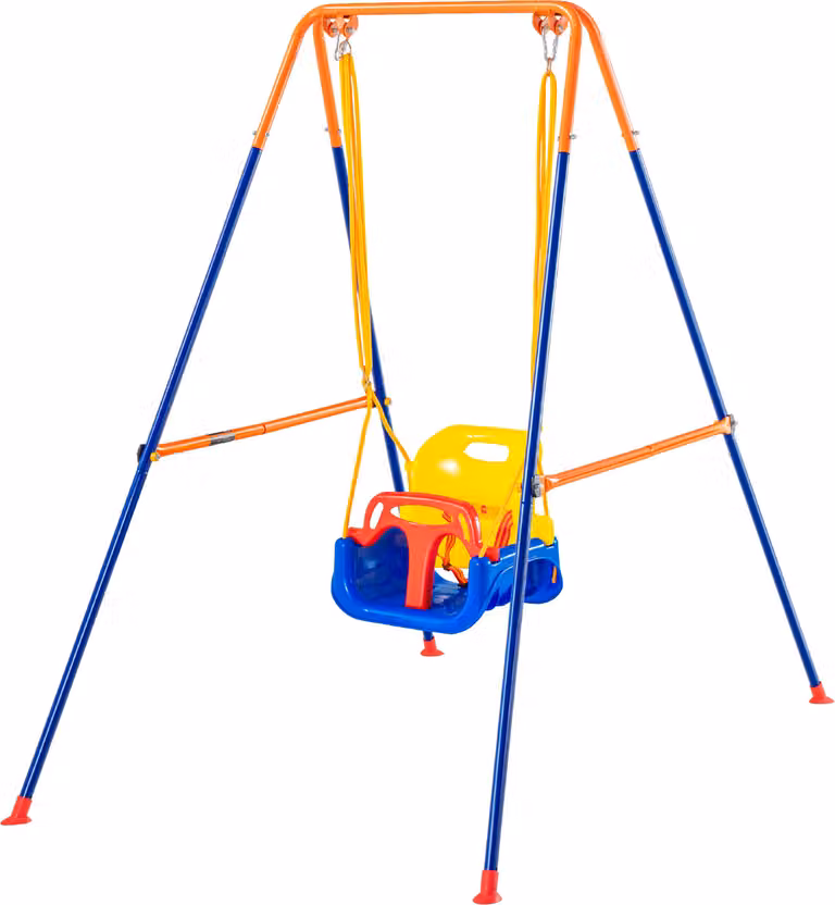 SucceBuy Altalena per bambini 3 in 1, supporto in metallo pieghevole, 4 sacchi di sabbia, facile da montare per uso interno/esterno, portata 120 libbre
