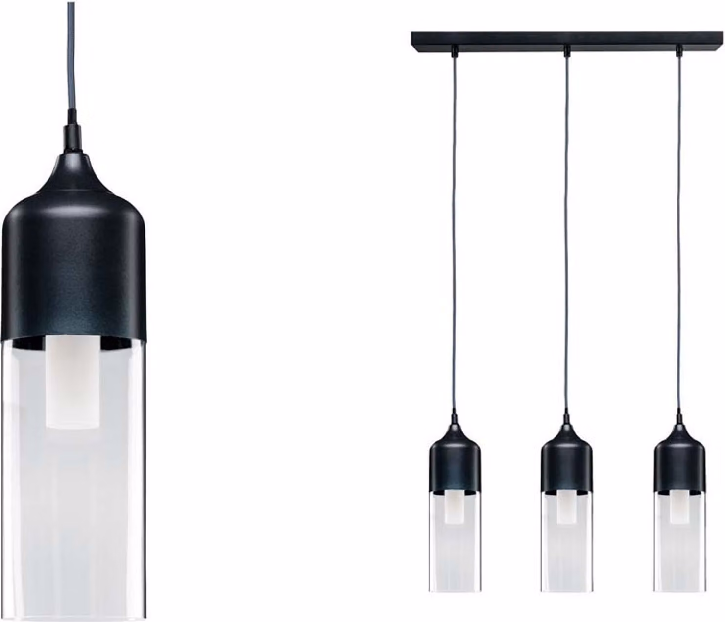 Lampada a sospensione Paulmann Neordic Vanja, max. 3 x 20W, attacco E27, grigio/trasparente, 230V, vetro/metallo