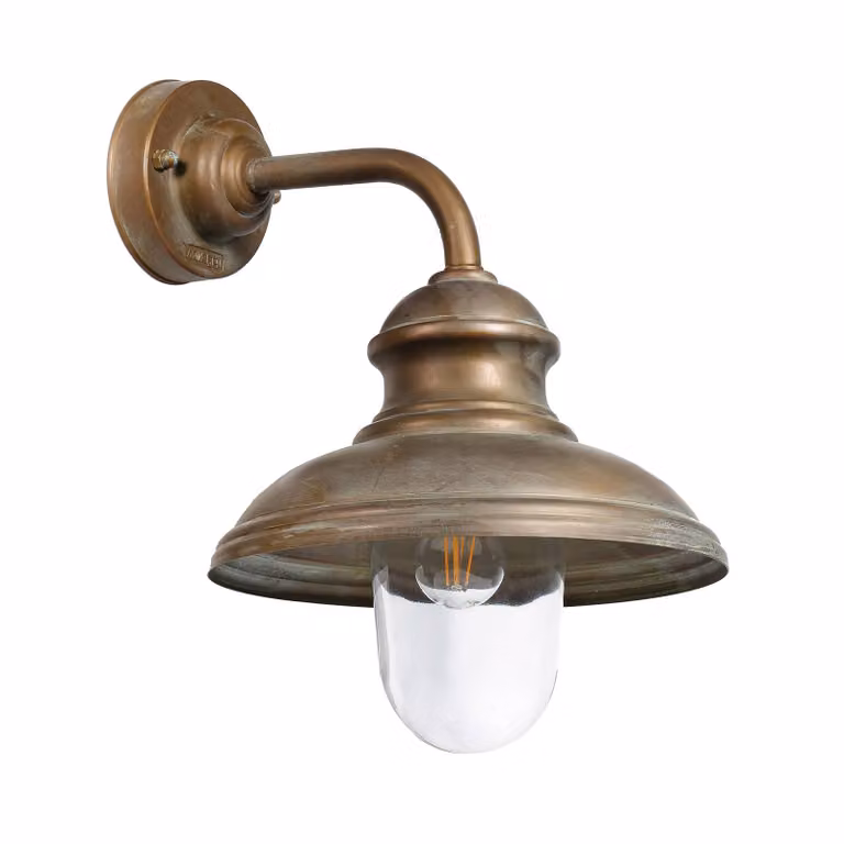 Moretti Luce Applique da esterni Little Mill 3350 ottone/trasp. Mill, dimmerabile, Bronzo / Ottone antico, Ottone, Antico