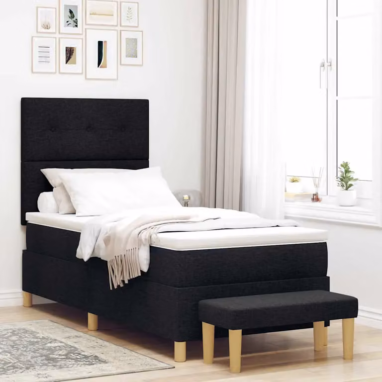 Letto a molle con materasso vidaXL in tessuto nero L/P: 200 x 90 cm