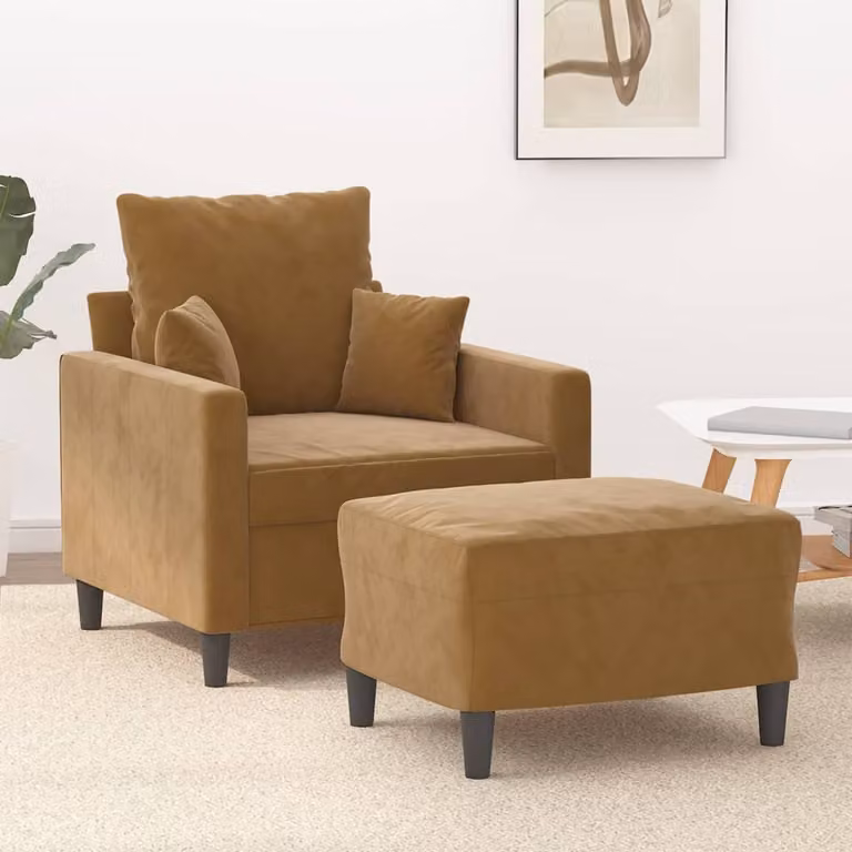 Maison Exclusive - Poltrona con poggiapiedi, marrone, 60 cm, velluto