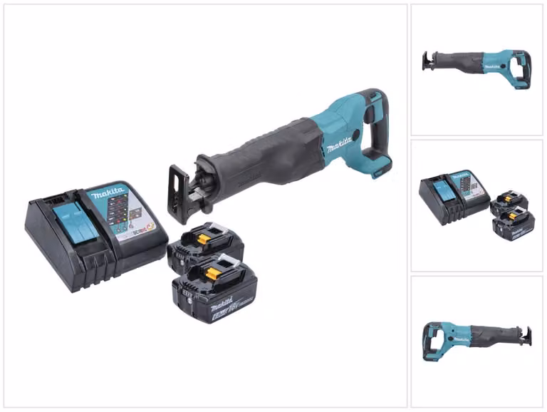 Makita DJR 186 RG 18 V Cordless Sabre Saw + 2x 6.0 Ah Batterie + Caricabatterie