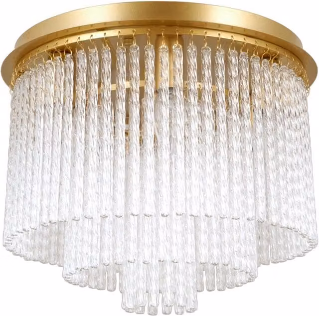 Lampada da soffitto Naute Italux in metallo oro e vetro trasparente con 7 x E14