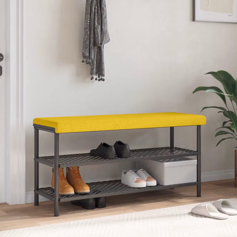 Cuscino per panchina vidaXL in tessuto giallo, rettangolare, con base antiscivolo, L: 110 cm, P: 35 cm, H: 3,5 cm