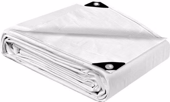 Telo di copertura Famanu, 140 g/m², polietilene resistente e durevole con bordi rinforzati, ideale per tetti, campeggio, terrazze, piscine - colore bianco, dimensioni 2 m x 3 m