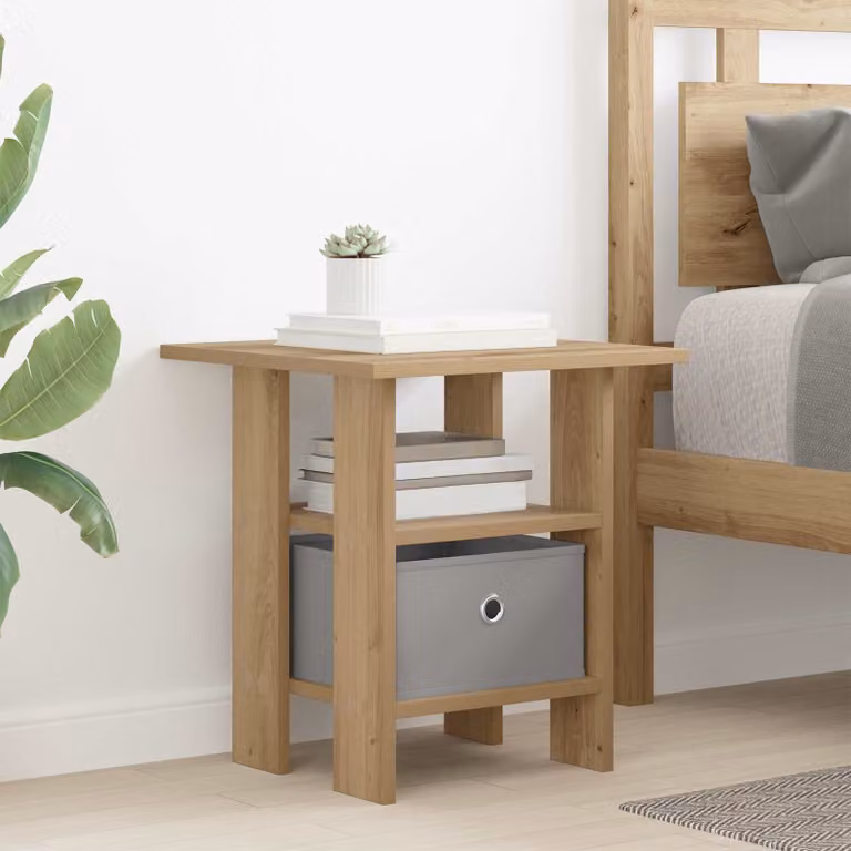 Comodino moderno vidaXL in legno color rovere marrone L: 41 cm, P: 40 cm, H: 45 cm