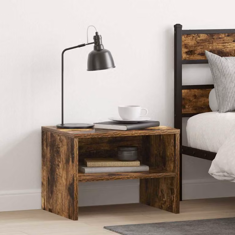 Comodino vidaXL in legno multistrato rovere fumo, L 40 cm x P 30 cm x H 30 cm