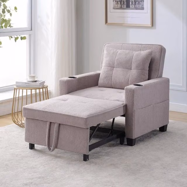 Divano Letto Singolo Reclinabile con Portabicchieri e USB ¨C Xylo ¨C Tessuto