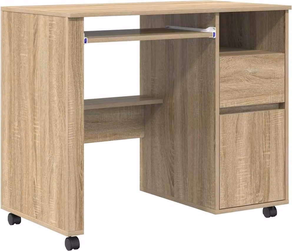 Scrivania con Ruote con cassetto Rovere Sonoma 91 x 50 x 77 cm