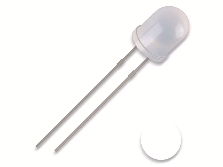 QUADRIOS LED, 5 mm, colore luce: bianco, colore alloggiamento: diffuso, 2500 mcd, 8000 K, 2,54 mm