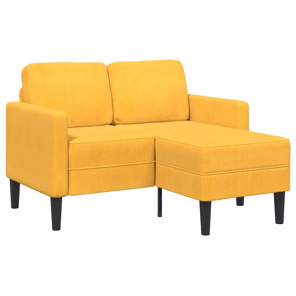 vidaXL Divano 2 Posti con Chaise longue a L Giallo Chiaro 125 cm Lino