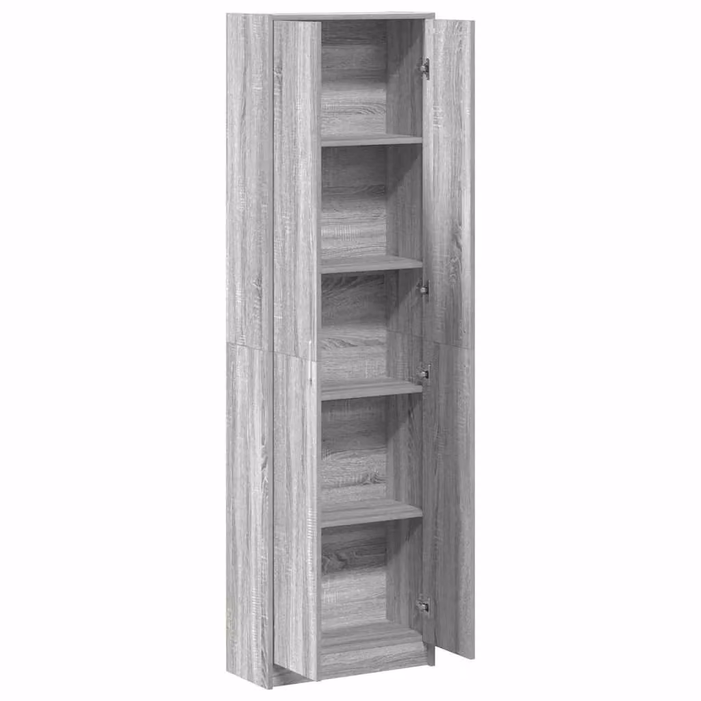 Mobile contenitore moderno in MDF grigio con ante a battente e ripiani interni L: 55 cm, P: 25 cm, H: 189 cm – 2