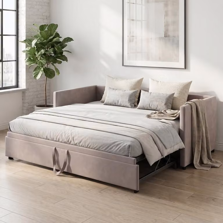 Divano letto ProximaX 90/180 x 200 cm in velluto grigio, estraibile con funzione letto, funzione seduta e reclinabile, con base da 13 cm inclusa