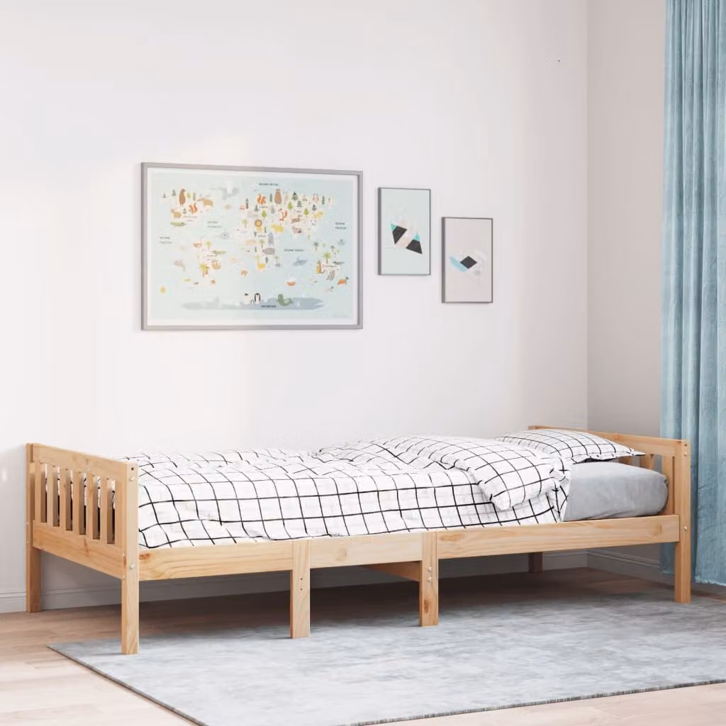 Letto per bambini vidaXL in legno massello di pino rustico senza materasso L/P/H: 205.5 x 90 x 95.5 cm