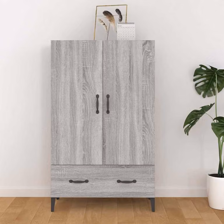 Credenza moderna vidaXL in legno multistrato color Grigio Sonoma, L: 70 cm, P: 31 cm, H: 115 cm