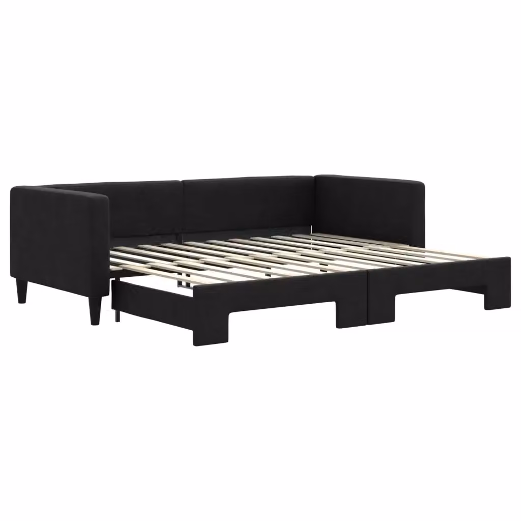 Divano Letto con Letto Estraibile vidaXL in Tessuto Nero L/P/H: 223 x 90 x 68 cm – 2