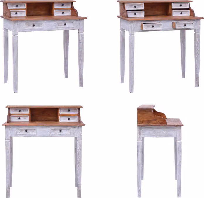 vidaXL Scrivania con cassetti 90x50x101 cm in legno massiccio antico - Scrivania - Scrivanie - Scrivania in legno - Scrivanie in legno