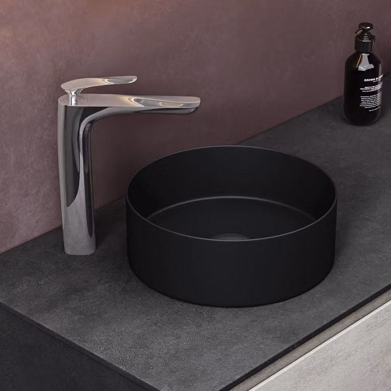 doporro Lavabo da Appoggio 31x31x11cm, Lavandino Bagno Brš¹ssel203 in Vetroceramica con Nano Rivestimenti inclusi, Nero opaco