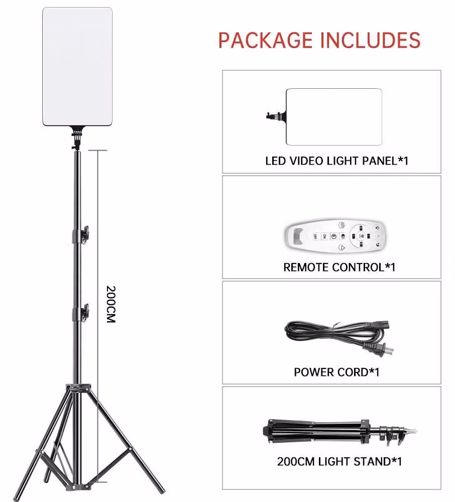 Illuminazione video, supporto per treppiede regolabile, temperatura bicolore, nuovo treppiede da 200 cm