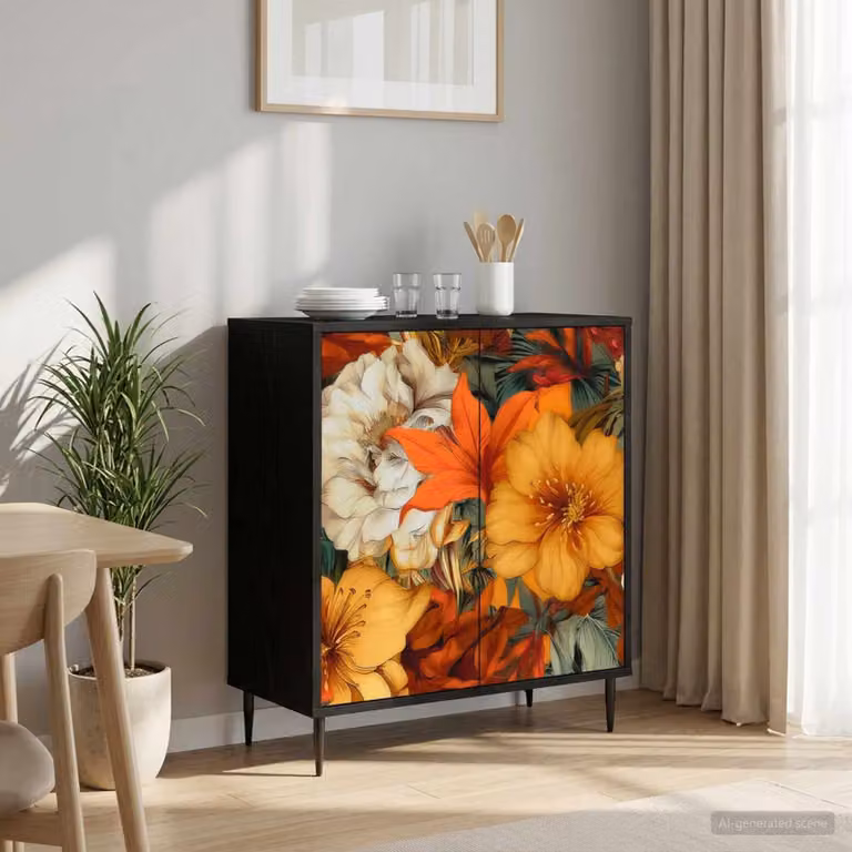 Credenza moderna vidaXL GENNEP in rovere nero, L 69 cm x P 33 cm x H 76 cm