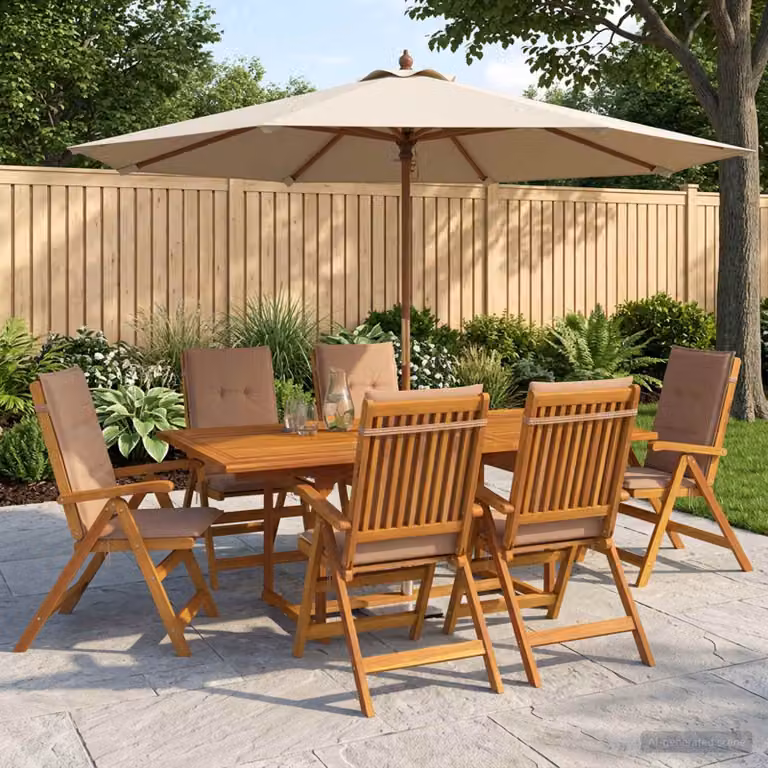 Set da pranzo da giardino vidaXL in legno di acacia oliato, 7 pezzi, colore marrone