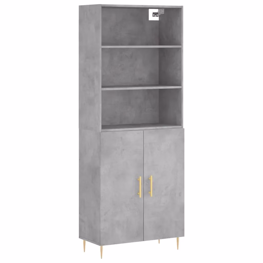 Credenza moderna vidaXL in legno e metallo, Grigio, L: 69,5 cm, P: 34 cm, H: 180 cm – 2