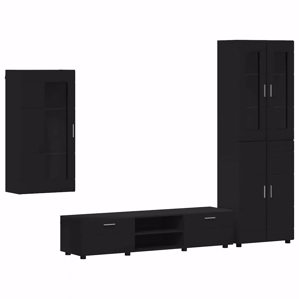 Set mobile TV moderno vidaXL FLORIN in legno MDF nero L: 150 cm, P: 39 cm, H: 30 cm – 2