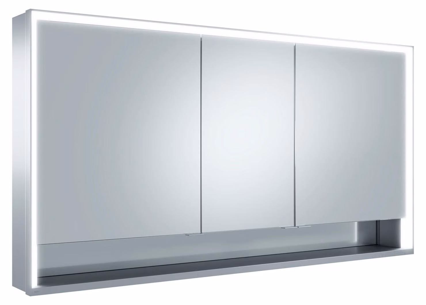 KEUCO Royal Lumos armoire de toilette murale 3 portes, porte courte, étagère ouverte, 1400mm, 14306171301, 14306171301