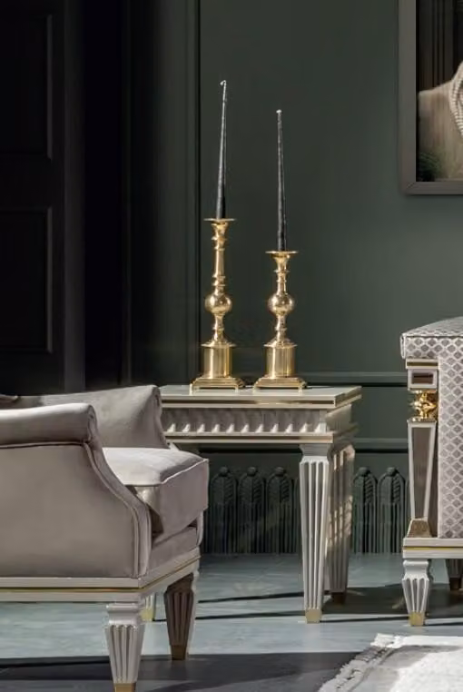 Beistelltisch Weiß Couchtisch Tisch Wohnzimmer Möbel Metall Tische Modern