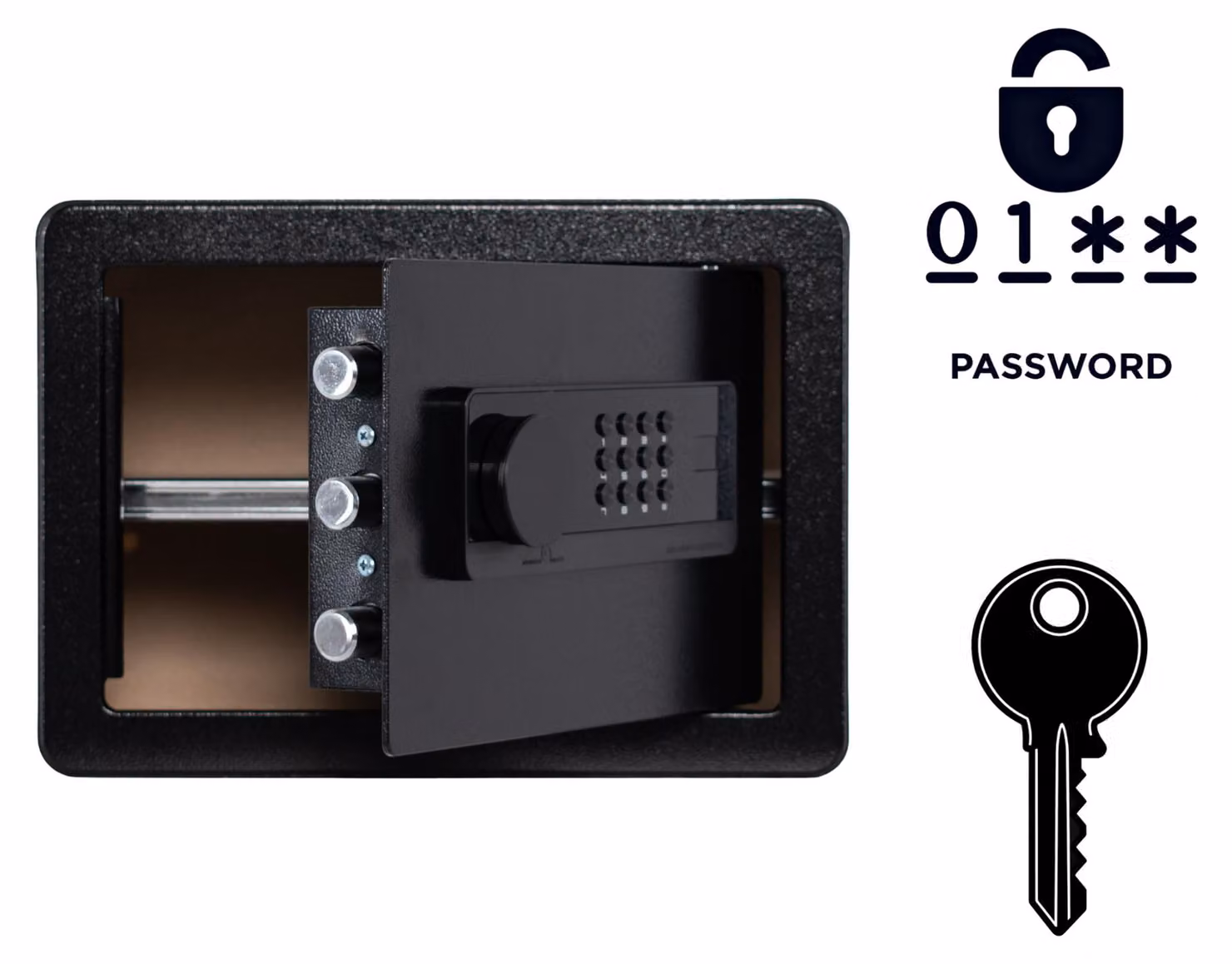 Cassaforte blindata con serratura elettronica e chiave 25x35x25 cm Nero