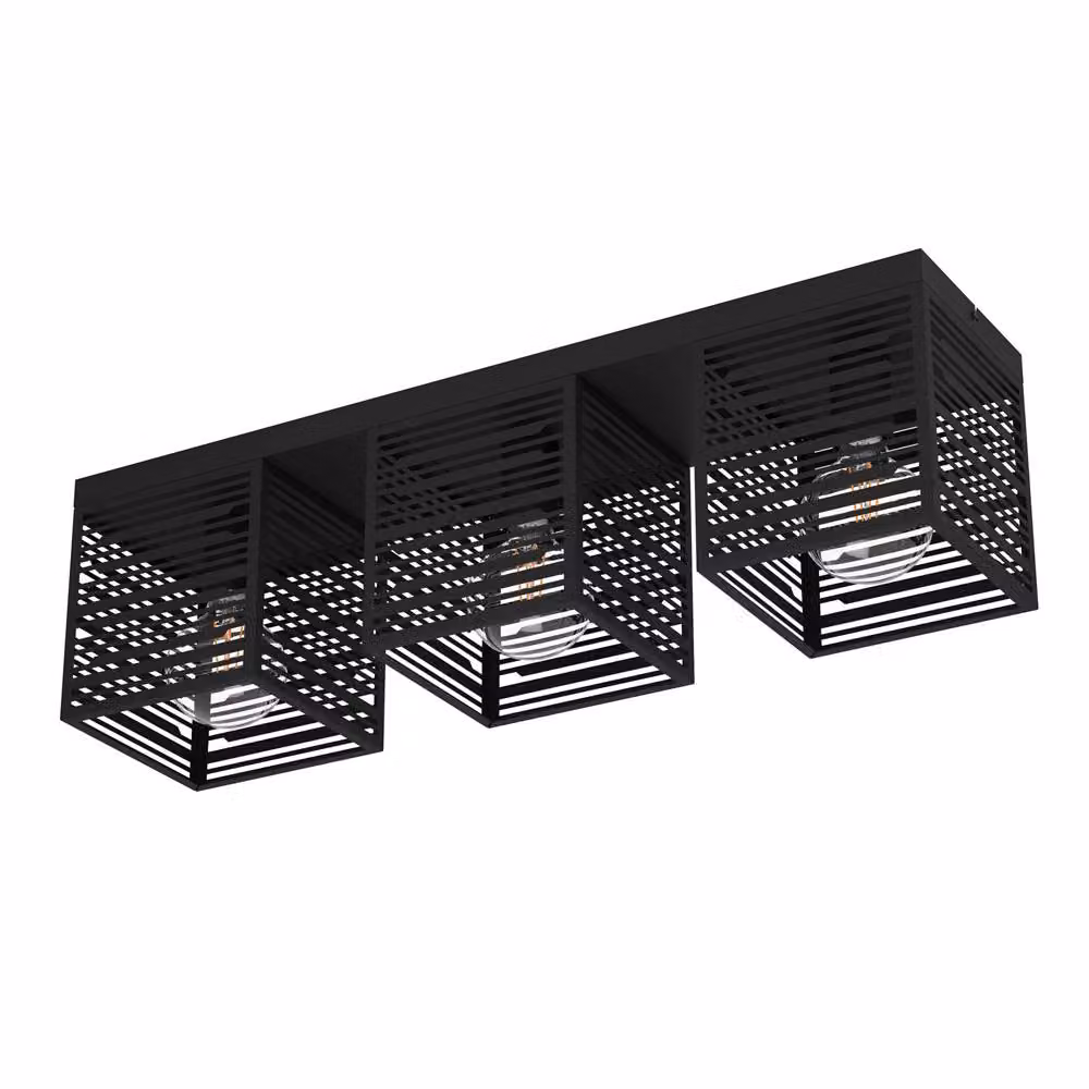 Eglo 900357 PIEDRITAS E27 tripla plafoniera 730x180mm nero