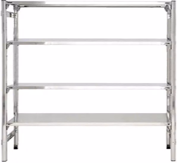 Scaffale professionale in acciaio inox argentato per la conservazione di alimenti, L/P/H: 200 x 60 x 180 cm