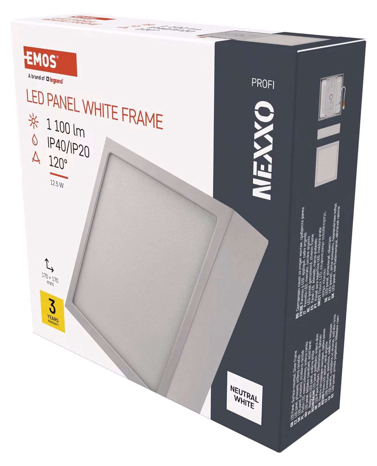 EMOS Apparecchio LED NEXXO, quadrato, bianco, 12,5W, bianco neutro, ZM6135
