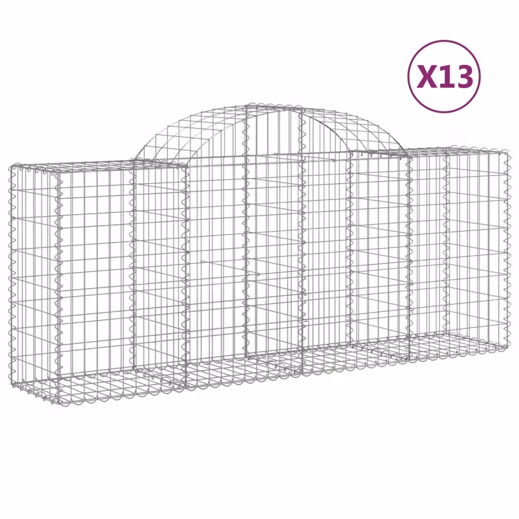Cesti Gabbioni ad Arco 13 pz 200x50x80/100 cm Ferro Zincato