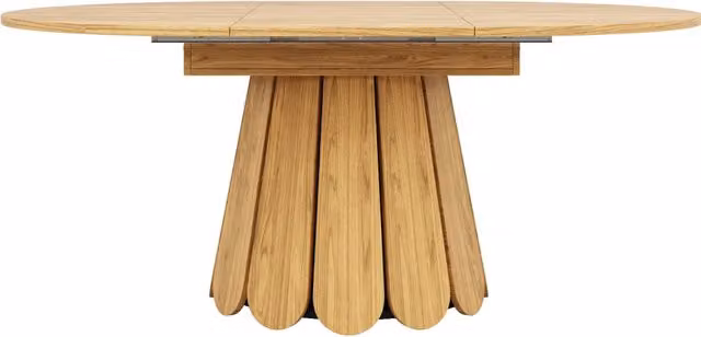 Tavolo da pranzo rotondo in MDF allungabile 118-158 cm, colore legno, adatto a 6 persone