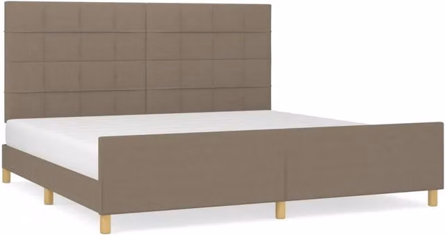 Letto matrimoniale | Letto per adulti | Giroletto senza Materasso Tortora 200x200 cm in Tessuto
