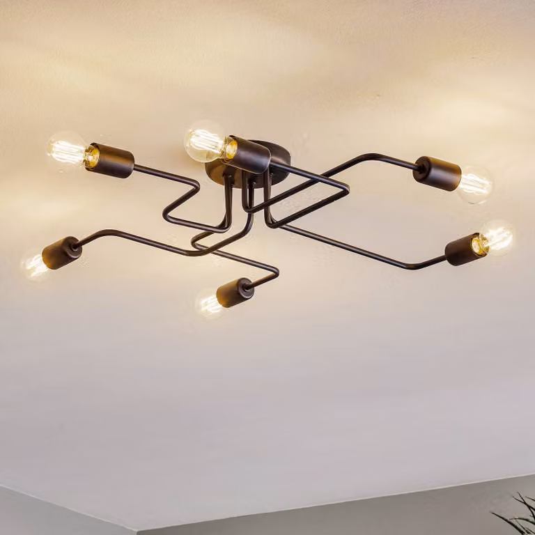 Plafoniera soffitto Tube HELAM, dimmerabile, Nero, Soggiorno / Sala da pranzo, Metallo, Moderno, Plafoniera