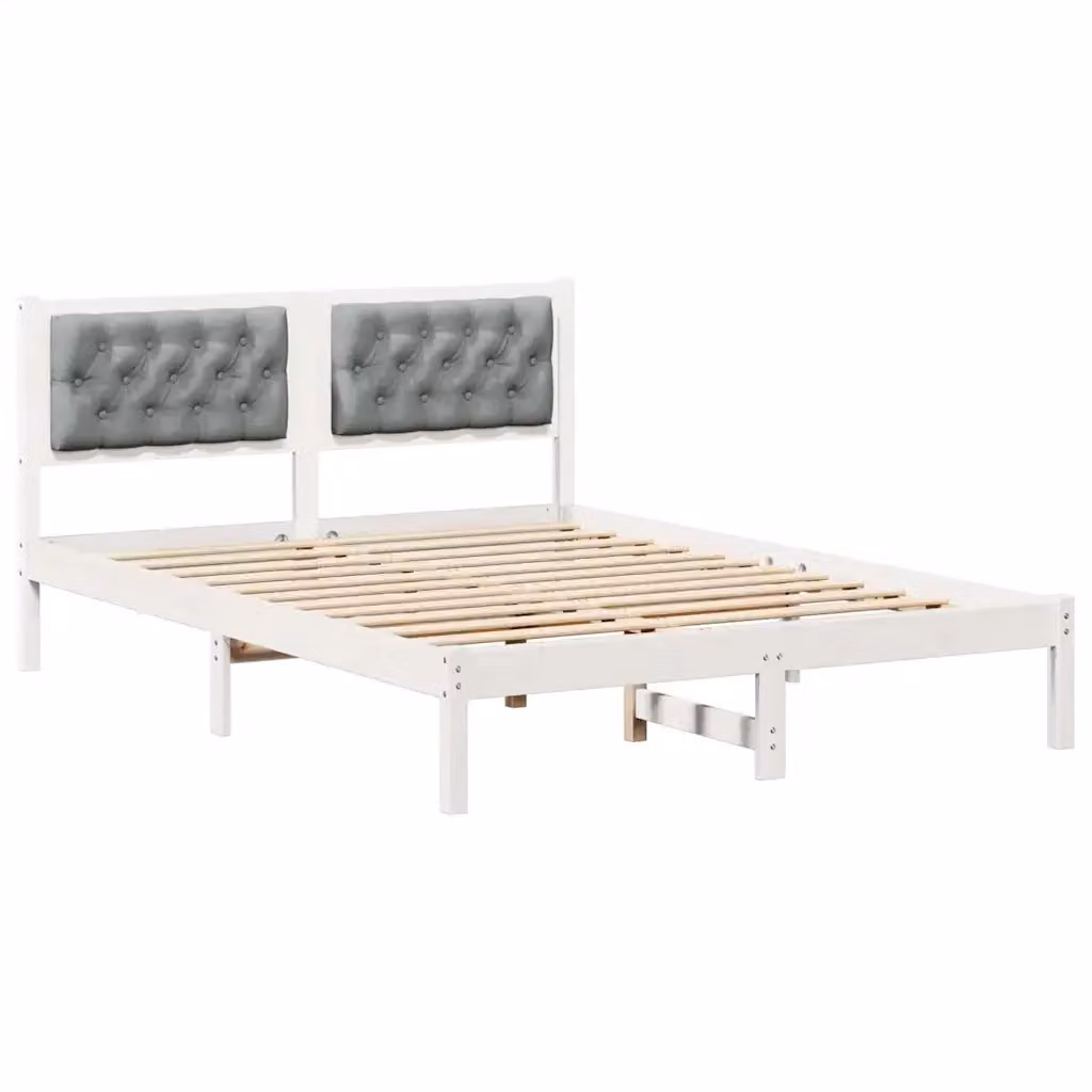 Struttura del letto in pino massello vidaXL, Grigio chiaro, 140 x 190 cm – 2