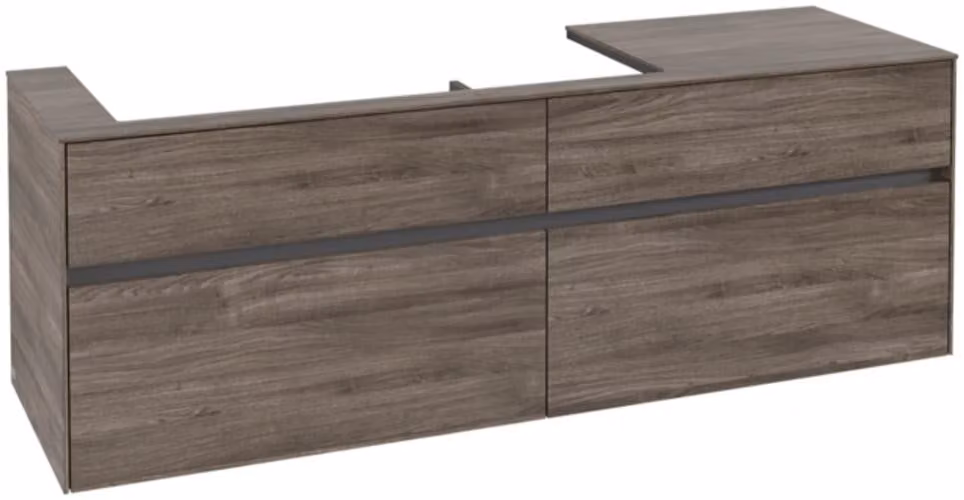 Villeroy & Boch Collaro Meuble sous-lavabo, 4 tiroirs, lavabo à gauche, montage mural, 1600x548x500mm, C02900RK, C02900RK