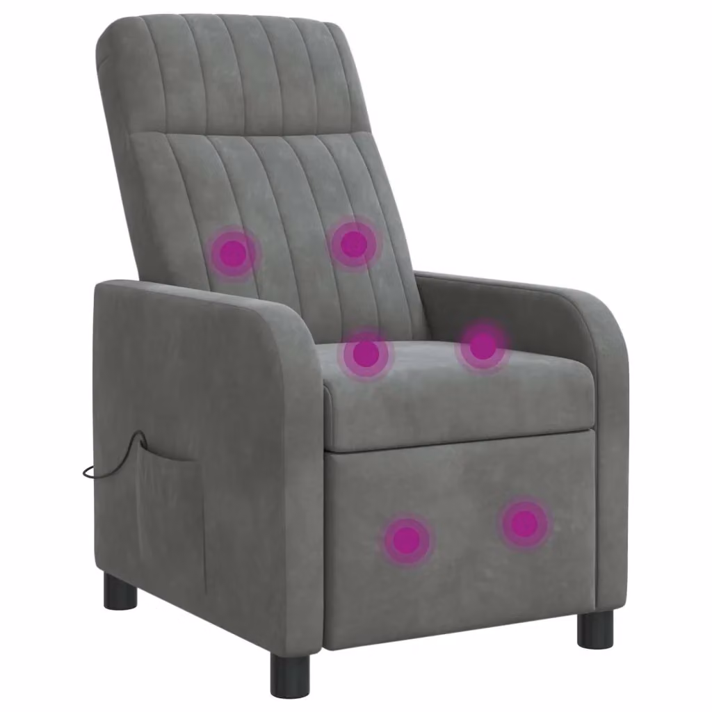 Poltrona relax reclinabile vidaXL in velluto grigio con braccioli e struttura moderna – 2