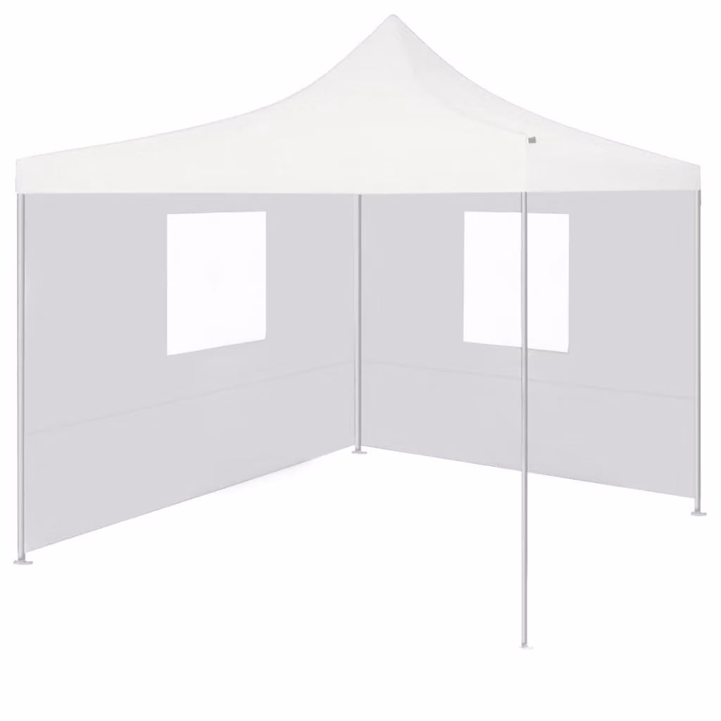 The Living Store Tenda da festa professionale pieghevole con 2 pareti laterali 2×2 m in acciaio bianco