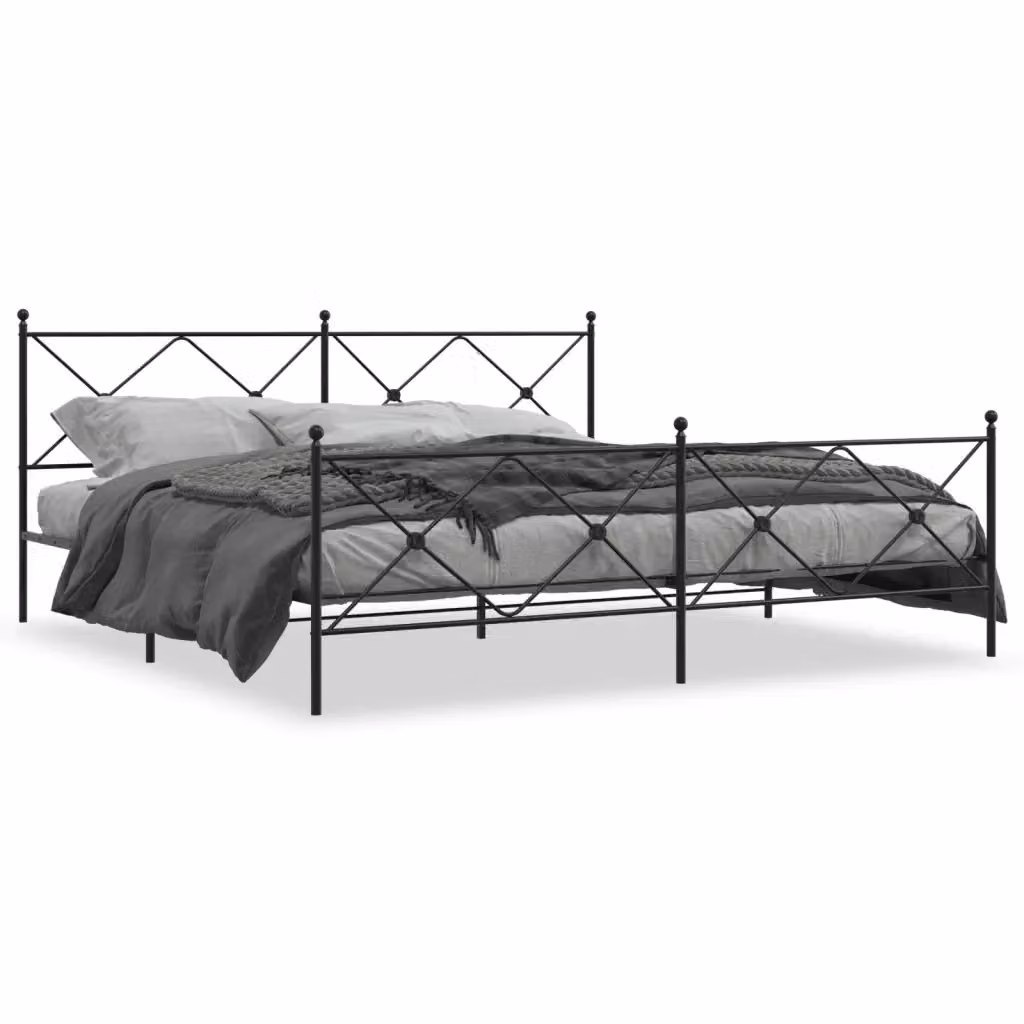 Giroletto con testiera e pediera in metallo nero vidaXL L: 198 cm, P: 207 cm, H: 90,5 cm – 2